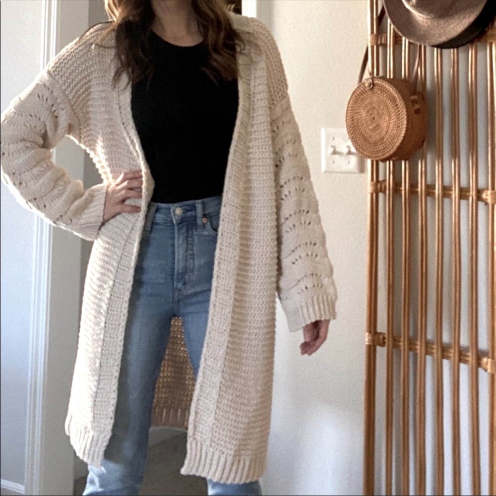 CJLA Beatrice cardigan cream sweater Sz S/M NWOT